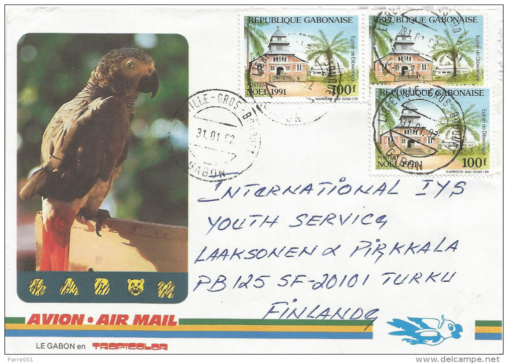 Gabon 1992 Libreville Gros Bouquet Church Christmas 100f Cover - Gabon (1960-...)