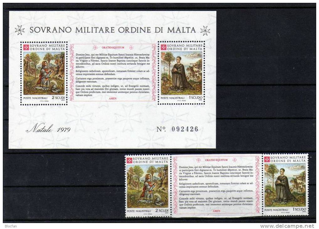 Weihnachten 1979 Gemälde Malteser Orden 171/2 + Block 13 ** 4€ SMOM Art Bloc Painting Christmas Sheet Bf Ordine Di Malta - Sovrano Militare Ordine Di Malta