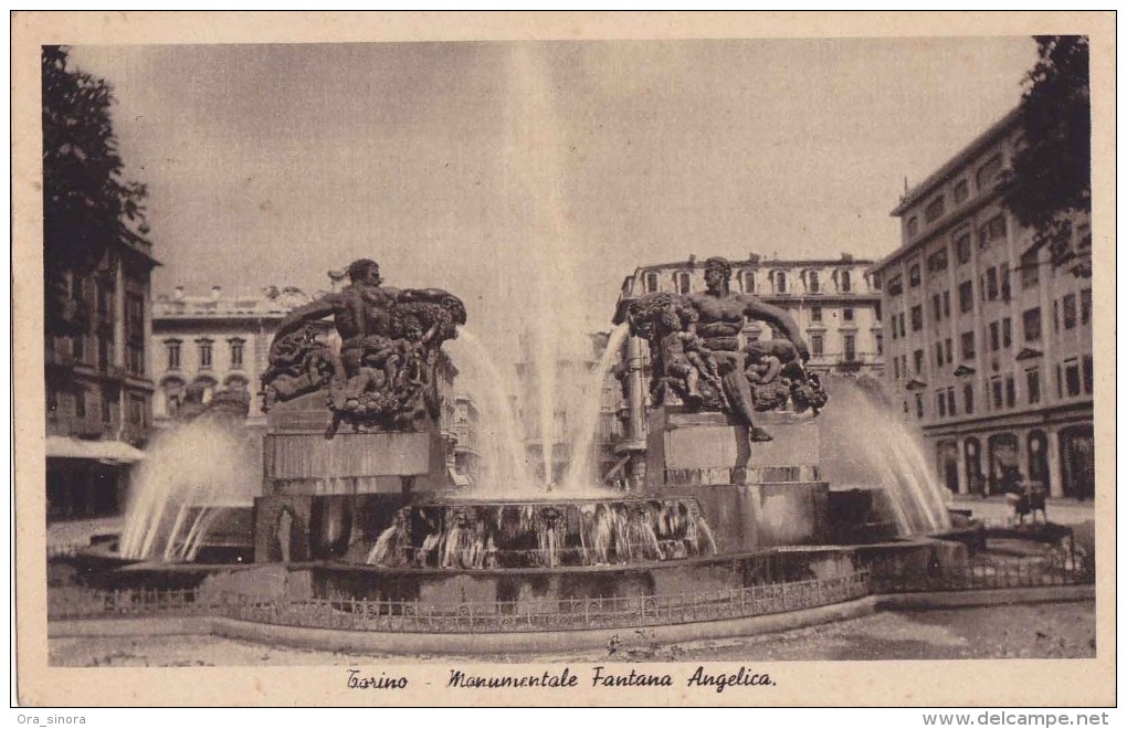 *Cartolina Piemonte Torino Monumentale Fontana Angelica Viaggiata 1940 Con Francobollo - Fountain - Autres Monuments, édifices