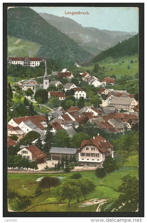 LANGENBRUCK Detailansicht Basel-Land Waldenburg Doppel-Frankatur 1908 - Waldenburg