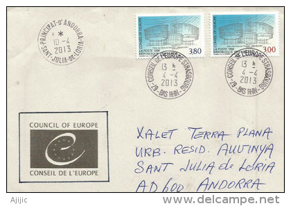 Lettre Conseil De L´Europe Strasbourg , Palais Des Droits De L´Homme,  Adressée En Andorre.Yv.116/17 - European Community