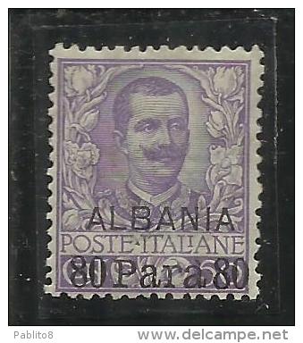 LEVANTE ALBANIA 1907 NUOVO VALORE SOPRASTAMPATO SURCHARGED 80 PA SU 50 CENT MNH BEN CENTRATO - Albanië