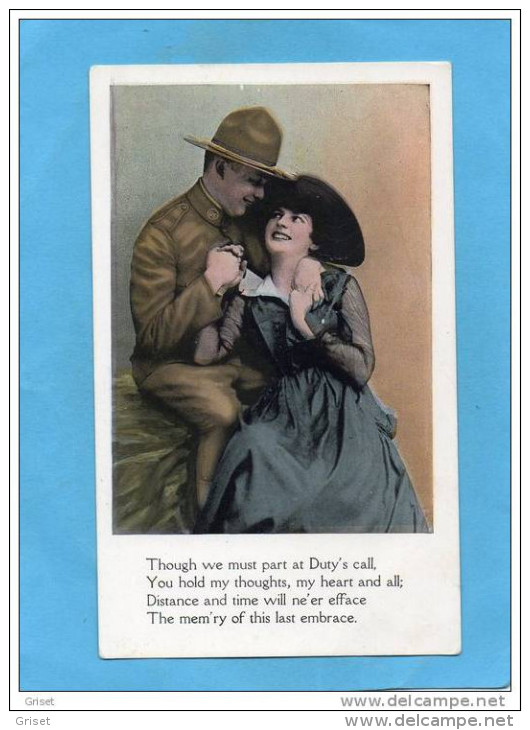 U S A--A MILITARY ENGAGEMENT 1917-illustrated"patriotique-un Couple En Séparation Du Départ - Guerre 1914-18