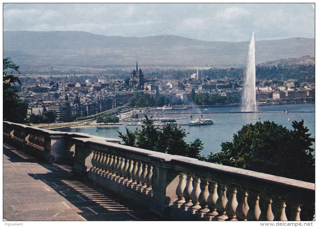 Cp , SUISSE , GENÈVE , La Rade Et La Ville Depuis Cologny - Cologny