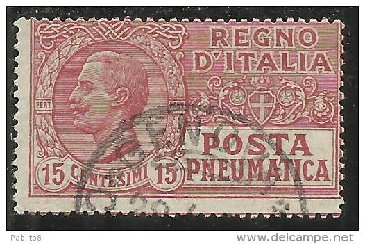 ITALIA REGNO ITALY KINGDOM 1927 POSTA PNEUMATICA V.E.III CENT.15 ROSSO USED - Pneumatic Mail