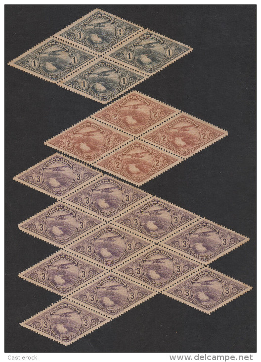 G)1937 COSTA RICA, POAS VOLCANO-AIRPLANE-CLOUD, MULTIPLE DIAMOND,  SET OF 1, 2 & 3 CENTS, FIRST ANNUAL FEST, AIRMAIL, MN - Costa Rica