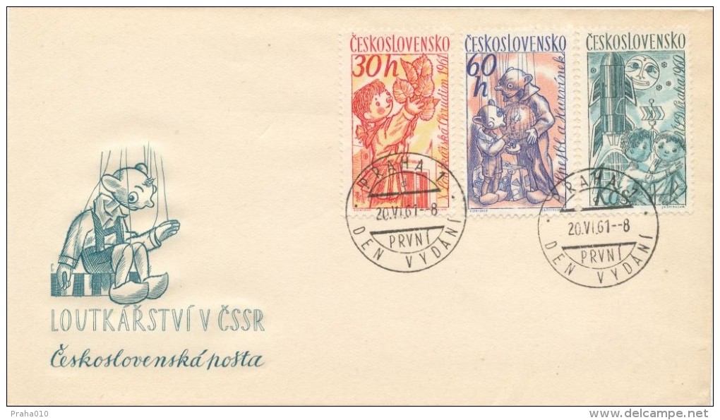 Czechoslovakia / First Day Cover (1961/09 A), Praha 1 (d) - Theme: Puppets (Spejbl And Hurvinek, ...) - Marionnettes