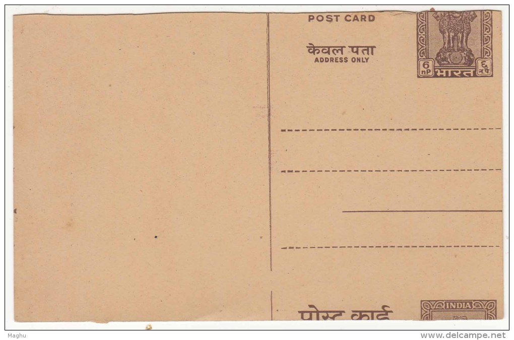 Major Shift Cut, Ashoka Lion Pillar, India 6np  Postcard, Postal Staionery, - Plaatfouten En Curiosa