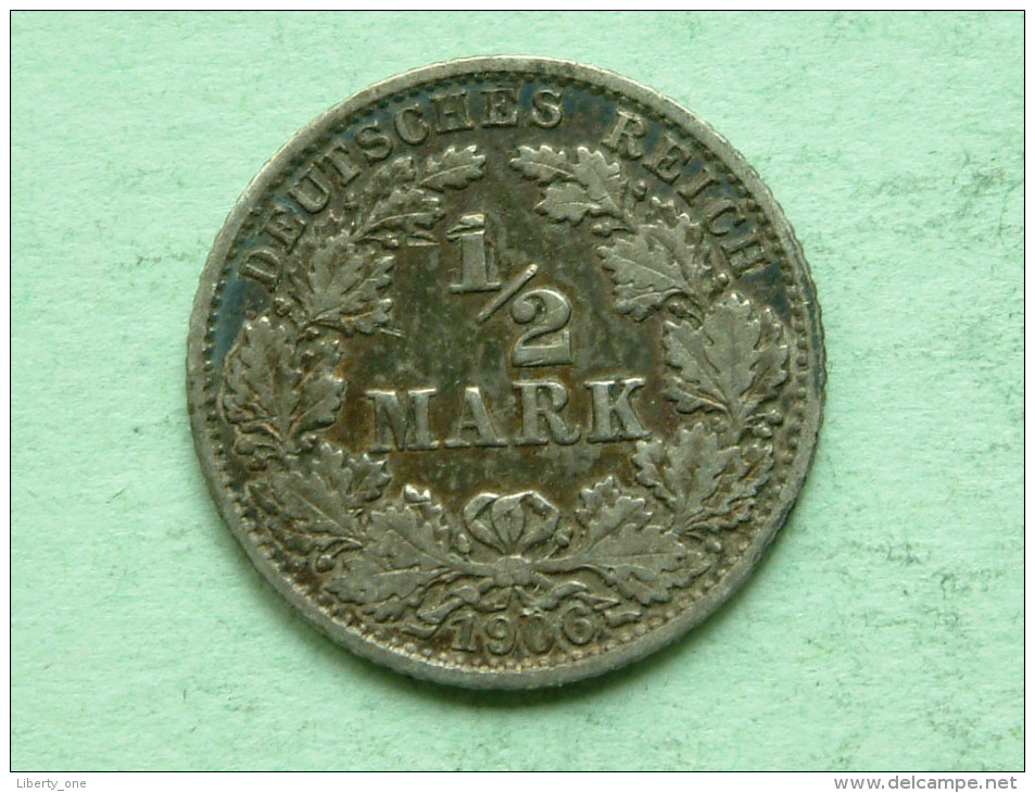 1906 G - 1/2 Mark / KM 17 ( Uncleaned - For Grade, Please See Photo ) ! - 1/2 Mark