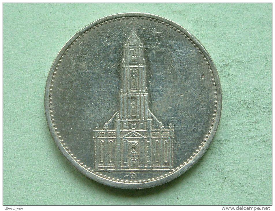 1934 D - 5 ReichsMark / KM 83 ( Uncleaned - For Grade, Please See Photo ) ! - 5 Reichsmark