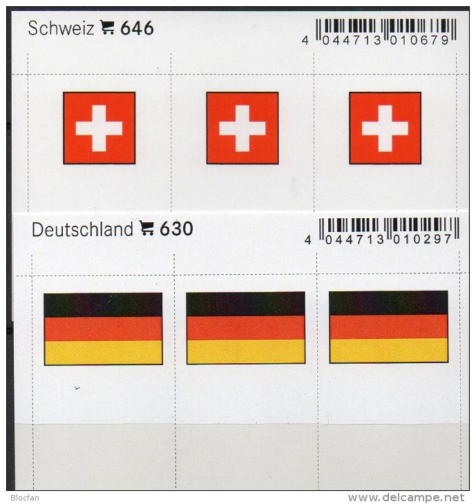 2x3 In Farbe Flaggen-Sticker Schweiz+BRD 7€ Kennzeichnung Alben Karten Sammlungen LINDNER 646+630 Flags Helvetia Germany - Matériel