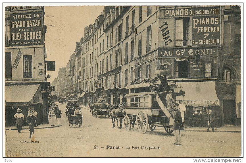 Paris Rue Dauphine Pub Piano Frincken Fiacre Policier Rue Guenebaud Envoi Chef Cuisine Casino Villers Sur Mer - Taxi & Carrozzelle