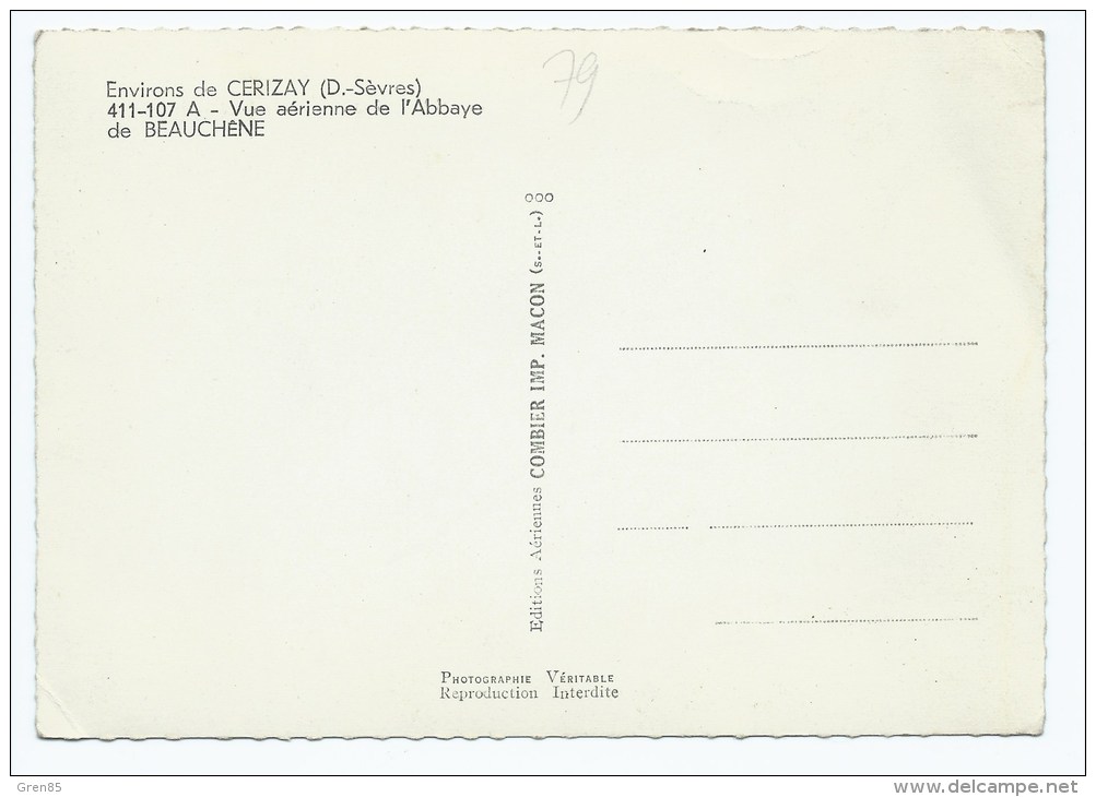 CPSM ENVIRONS DE CERIZAY, VUE AERIENNE, BEAUCHENE, DEUX SEVRES 79 - Cerizay