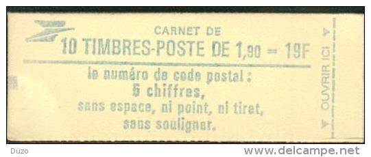 Carnet Liberté De Delacroix 1 F. 90 Vert Cote 45.00 € - Y&T N° 2424-C1 ( Code Postal) Conf 8 . Carnet Non Ouvert . - Autres & Non Classés