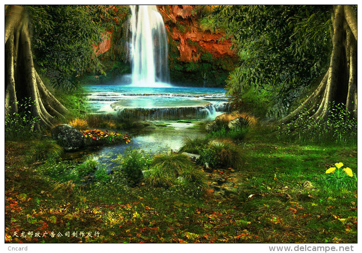 [ T08-002 ] waterfall ,China 10 pre-stamped cards