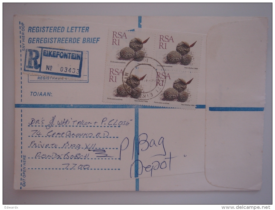 South Africa RSA 1989 REGISTERED Commercial Cover Eikefontein To RSA Nice Stamps - Covers & Documents