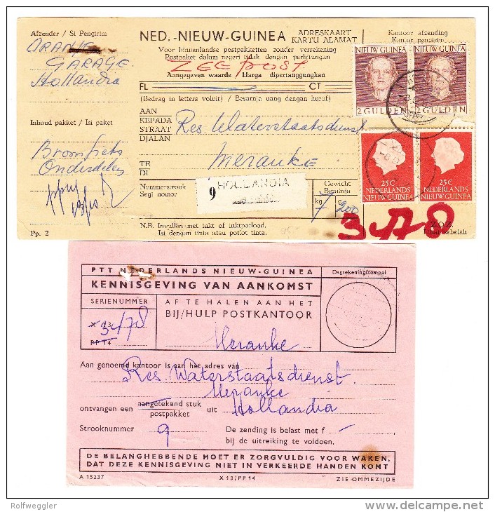 Mi#20+30 In Waag.Paar Auf Paketkarte Ab "Hollandia 8.9.61" Nach MERAUKE Zeepost - Netherlands New Guinea