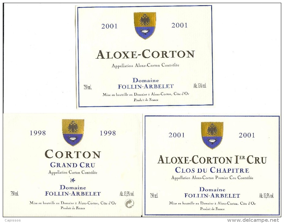 Etiquettes Aloxe Corton Domaine Follin-Arbelet  Neuves - Autres & Non Classés