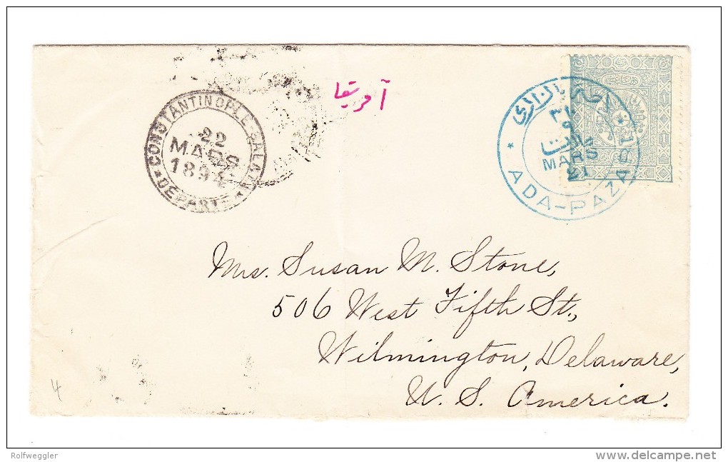 1894 Brief Von Ada-Pazari Nach USA Mit Einzelfrankatur 1 Pia. Mi#71 Mit AK-Stempel - 1837-1914 Smyrna