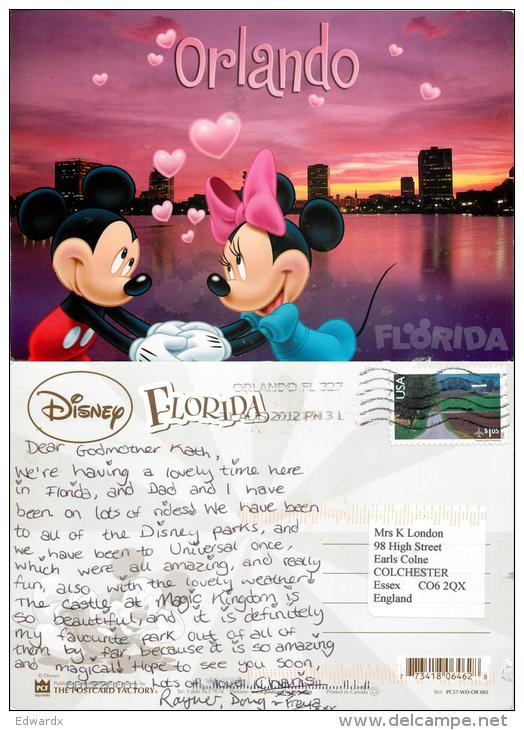 Mickey And Minnie Mouse, Orlando, DisneyWorld, Florida, United States US Postcard Used Posted To UK 2012 Stamp - Disneyworld
