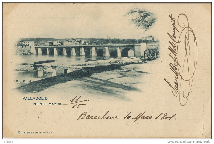 Valladolid Puente Mayor 473 Hauser Menet  Circulada 1901 Hesdin Pas De Calais - Valladolid
