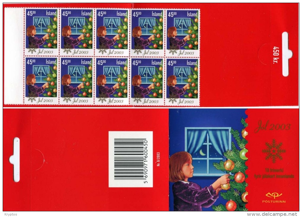 Iceland 2003. Xmas Booklet Complete With 10 Stamps - Markenheftchen