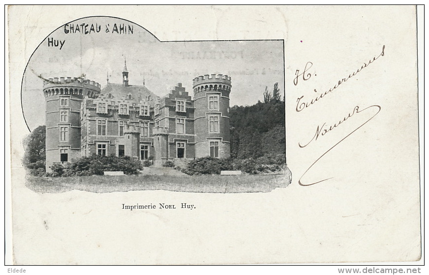 Huy Chateau D' Ahin Imprimerie Noel Timbrée Namur 1901 Vers Hesdin - Huy