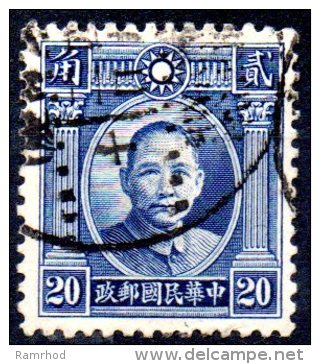 CHINA 1931 Dr. Sun Yat-sen - 20c. - Blue   FU - 1912-1949 Republiek