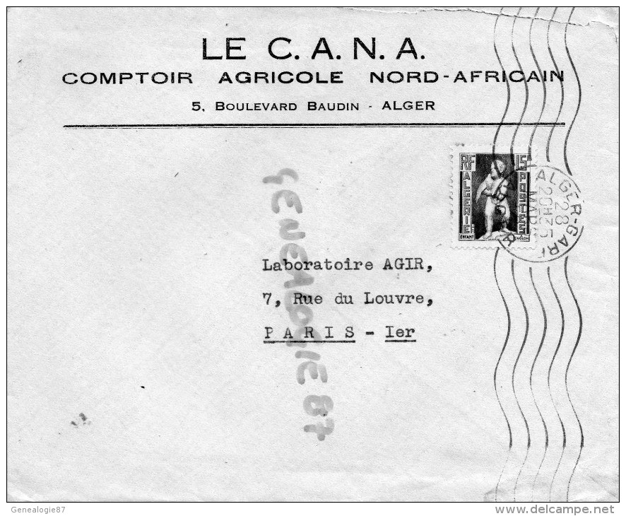 ALGERIE - LE CANA COMPTOIR AGRICOLE NORD AFRICAIN- 5 BD BAUDIN A ALGER ENGRAIS DEROME - Other & Unclassified