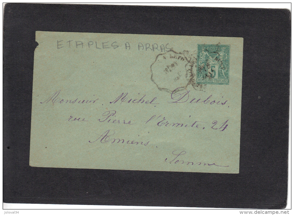 Yvert  75 E2 Entier Postal Sage Cachet Ambulant Convoyeur  Etaples à Arras - Enveloppes Types Et TSC (avant 1995)