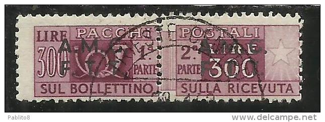 TRIESTE A 1947 1948 AMG-FTT SOPRASTAMPATO D'ITALIA ITALY OVERPRINTED PACCHI POSTALI LIRE 300 USATO USED SIGNED - Postpaketen/concessie