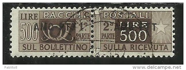 TRIESTE A 1949 1953 AMG-FTT SOPRASTAMPATO D'ITALIA ITALY OVERPRINTED PACCHI POSTALI  LIRE 500 USATO USED - Postpaketen/concessie