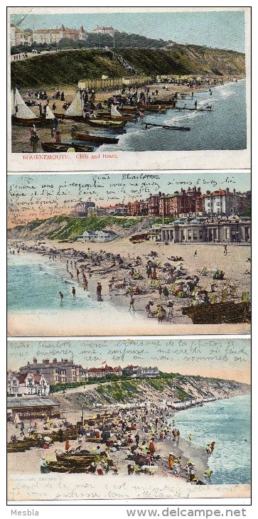 Lot De 3 CPA -  BOURNEMOUTH -  Ciffs And Beach -  East Cliff  -  West Cliff. - Bournemouth (bis 1972)