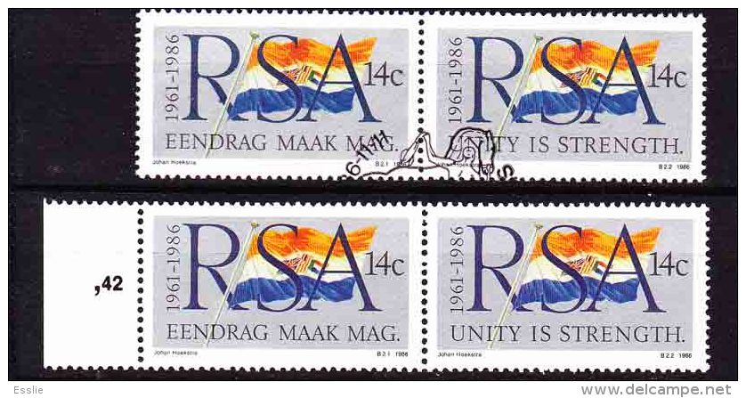 South Africa -1986 25th Anniversary Of The Republic Of South Africa - Pair Used And Pair MNH - Oblitérés