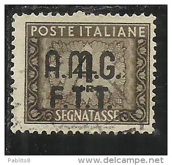 TRIESTE A 1947 1949 AMG-FTT SOPRASTAMPATO D'ITALIA ITALY OVERPRINTED SEGNATASSE TAXES TASSE LIRE 4 USATO USED OBLITERE' - Taxe