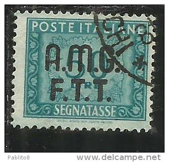 TRIESTE A 1947 1949 AMG-FTT SOPRASTAMPATO D'ITALIA ITALY OVERPRINTED SEGNATASSE TAXES TASSE LIRE 50 USATO USED - Taxe