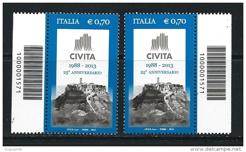 ITALIA  2013 - Associazione CIVITA - 2 Con CODICE A BARRE - Serie Compl. - - Codici A Barre