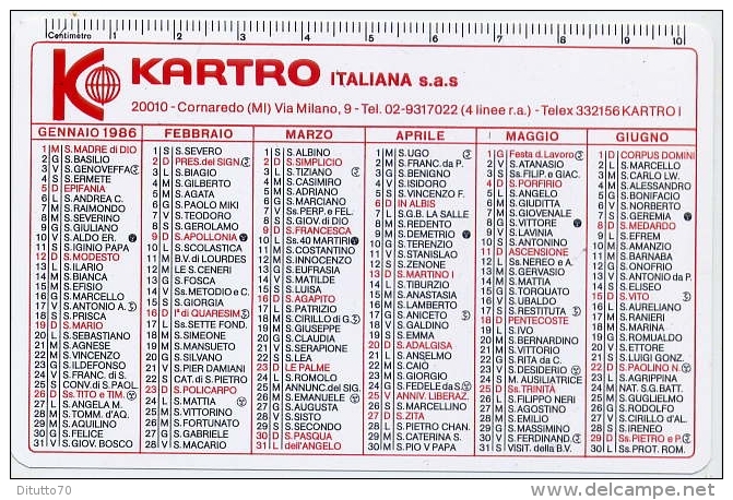 Calendarietto - Kartro Italiana S.a.s. Cornareso 1986 - Formato Piccolo : 1981-90