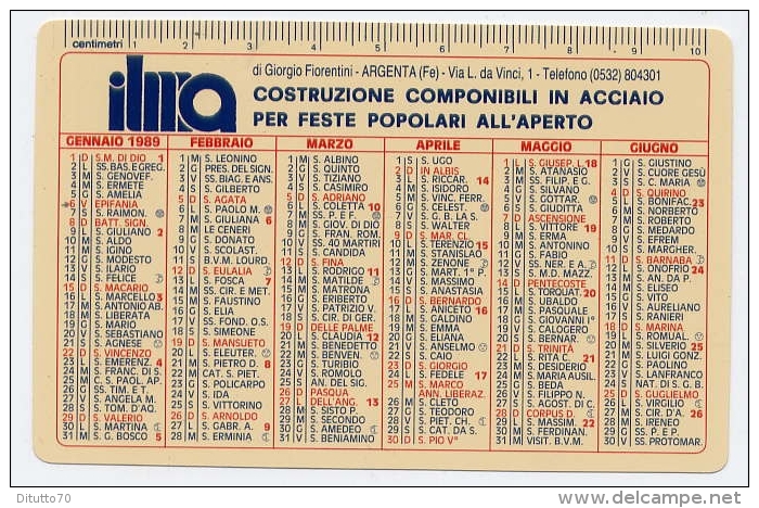 Calendarietto - Ilna - Costruzione Componibili In Acciaio Per Feste Popolare All´aperto - Argenta 1989 - Formato Piccolo : 1981-90
