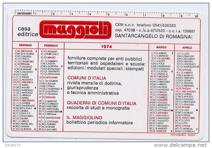 Calendarietto - Casa Editrice Maggioli - Santarcangelo Di Romagna 1974 - Formato Piccolo : 1991-00