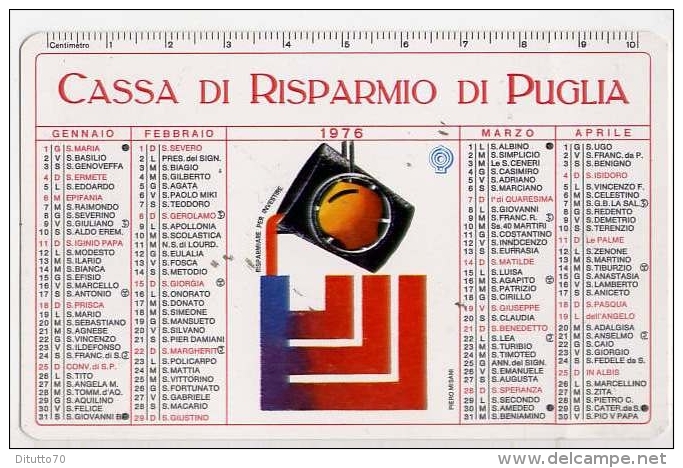 Calendarietto - Cassa Di Risparmio Puglia 1976 - Small : 1971-80