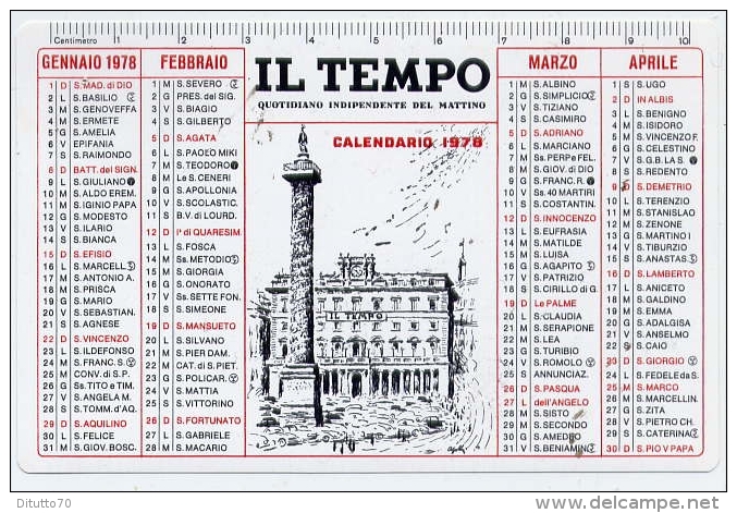 Calendarietto - Il Tempo - Quotidiano Indipendente Del Mattino 1978 - Formato Piccolo : 1971-80