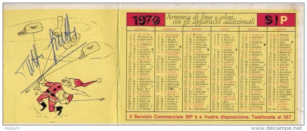 Calendarietto - SIP - 1970 - Formato Piccolo : 1961-70
