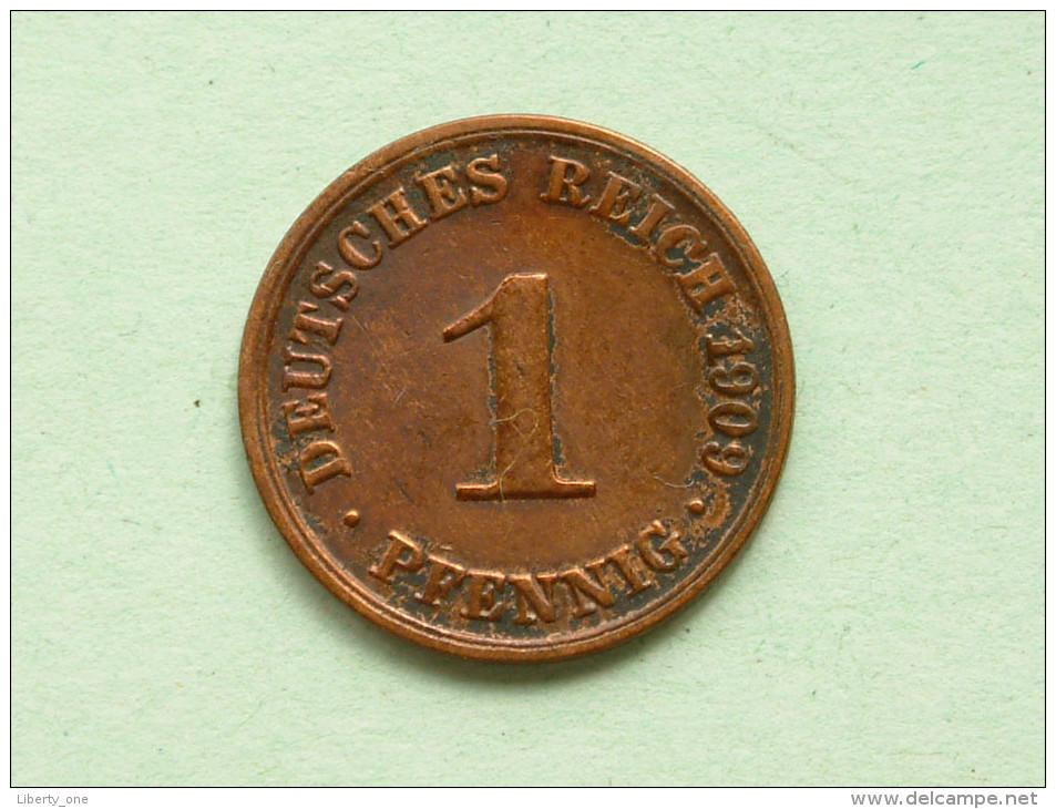 1909 A - 1 Pfennig / KM 10 ( Uncleaned Coin - For Grade, Please See Photo ) !! - 1 Pfennig