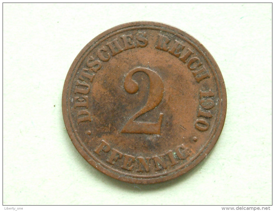 1910 A - 2 Pfennig / KM 16 ( Uncleaned Coin - For Grade, Please See Photo ) !! - 2 Pfennig
