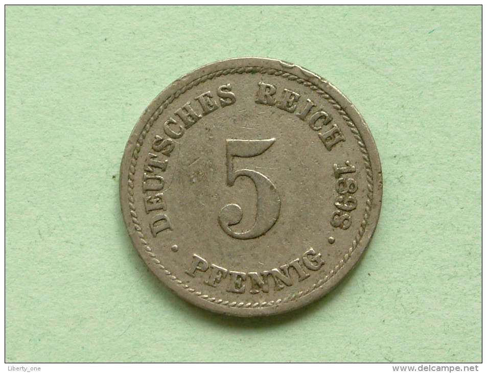 1898 F - 5 Pfennig / KM 11 ( Uncleaned Coin - For Grade, Please See Photo ) !! - 5 Pfennig
