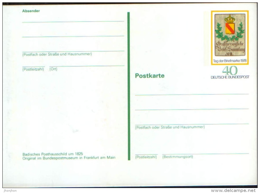 Deutschland/Germany- Postal Stationery Postcard 1978,unused - PSo5 Tag Der Briefmarke - 2/scans - Postkarten - Ungebraucht