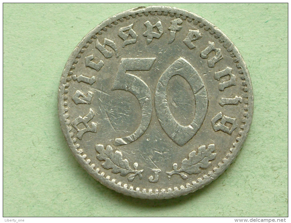 1935 J - 50 Reichspfennig / KM 87 ( Uncleaned Coin - For Grade, Please See Photo ) !! - 50 Reichspfennig