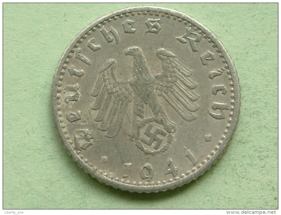 1941 J - 50 Reichspfennig / KM 96 ( Uncleaned Coin - For Grade, Please See Photo ) !! - 50 Reichspfennig