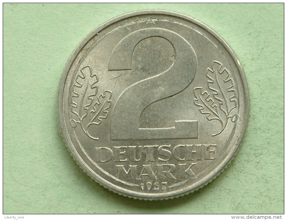1957 A - 1 Mark / KM 14 ( Uncleaned Coin - For Grade, Please See Photo ) !! - 2 Marcos
